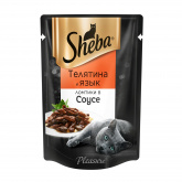Sheba влажный корм для кошек с телятиной и языком, 75 г