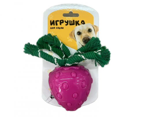 Игрушка резиновая для собак Леду Тойс/Ledu Toys клубника с пищалкой