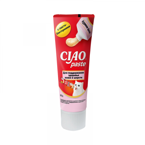 INABA Paste паста для кошек для здоровья кожи и шерсти Куриное филе 80г Инаба