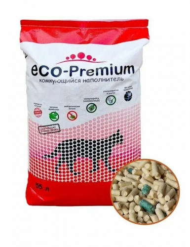 Наполнитель ECO Premium GREEN без запаха 20,2 кг 55л