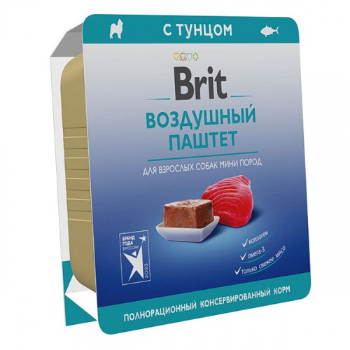 Брит Premium паштет для собак мини пород, Тунец, 100г