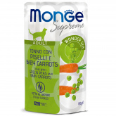 Monge Supreme Adult Cat для кошек из тунца с зеленым горошком и морковью пауч 80г