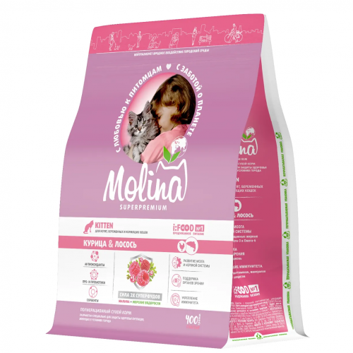 Молина корм для котят с курицей и лососем 400г