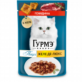 Gourmet Perle Deluxe влажный корм для кошек с говядиной в желе, 75 г