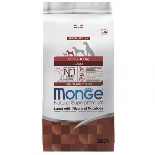 Сухой корм Monge Dog Monoprotein Mini мелких пород Ягненок 2,5 кг
