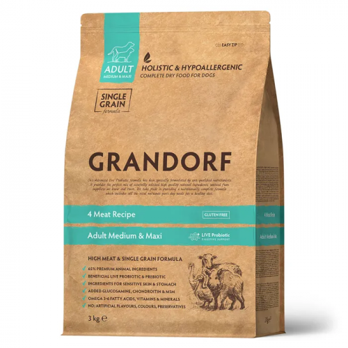 Сухой корм Grandorf Probiotic д/с всех пород 4мяса рис 3кг