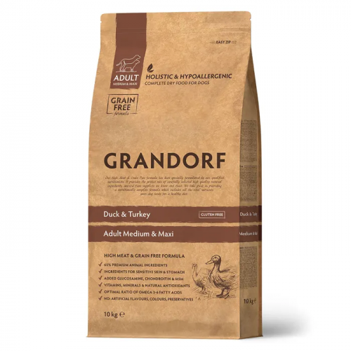 Сухой корм Grandorf для собак всех пород утка с картофелем, беззерновой 10 кг