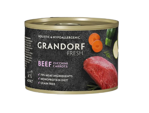 Grandorf Fresh влажный корм для собак, паштет с говядиной, цукини и морковью, 200 г