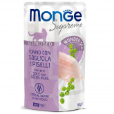 Monge Supreme Sterilized Cat для стерилизованных кошек тунец с камбалой и горошком пауч 80г