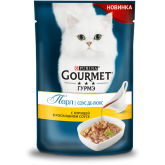 Gourmet Perle Deluxe влажный корм для кошек с курицей, кусочки в соусе, пауч, 85 г