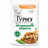 Gourmet Натуральные рецепты влажный корм для кошек с индейкой и горохом, 75 г