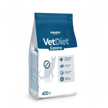 AlphaPet Vet Diet Gastro сухой корм для кошек при расстройствах пищеварения, 400 г