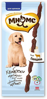 Мнямс Мягкие колбаски для щенков с говядиной 30г