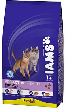 IAMS для кошек Мультикэт курица/лосось 3кг