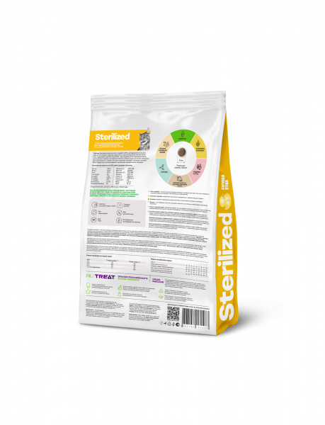 NU:Treat Purrr Choosy paws, Sterilized Корм для стерилизованных кошек с сочной уткой 1,5 кг