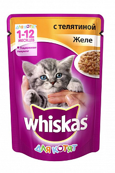 Whiskas для котят пауч желе телятина 75г