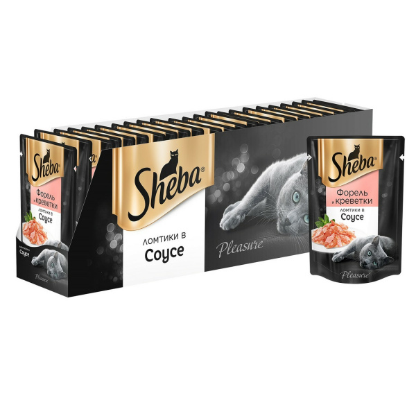 Sheba влажный корм для кошек с форелью и креветками, 75 г