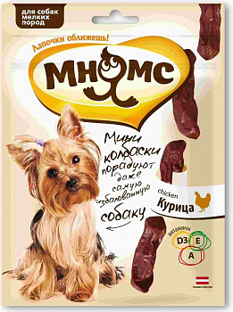Мнямс Мини-колбаски д/с мел.пород с курицей 75г