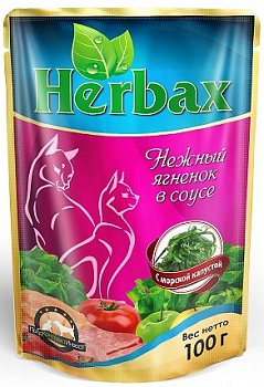 Herbax для кошек пауч ягнёнок с морской капустой 100г