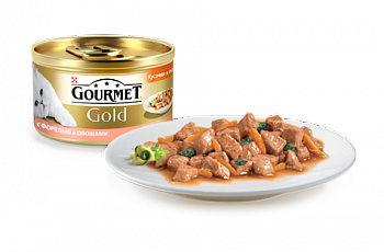 Gourmet Gold для кошек консервы кусочки в соусе форель овощи 85г