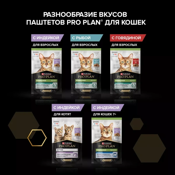 Pro Plan влажный корм для стерилизованных кошек, паштет с индейкой, 75 г