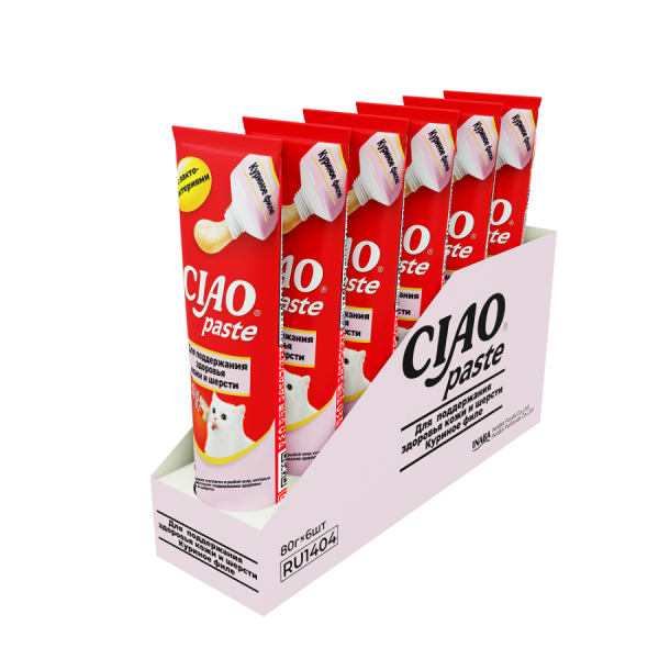 INABA Paste паста для кошек для здоровья кожи и шерсти Куриное филе 80г Инаба