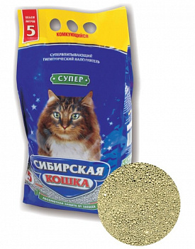 Наполнитель СИБИРСКАЯ КОШКА Супер комкующийся 10 кг