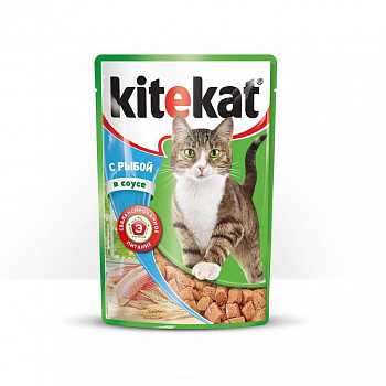 Kitekat влажный корм для кошек с рыбой в соусе, 100 г