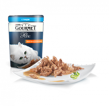 Gourmet Perle для кошек консервы кусочки в соусе тунец 85г