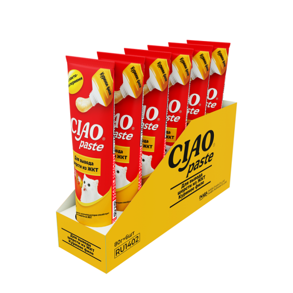 INABA Paste паста для кошек для вывода шерсти из ЖКТ Куриное филе 80г Инаба